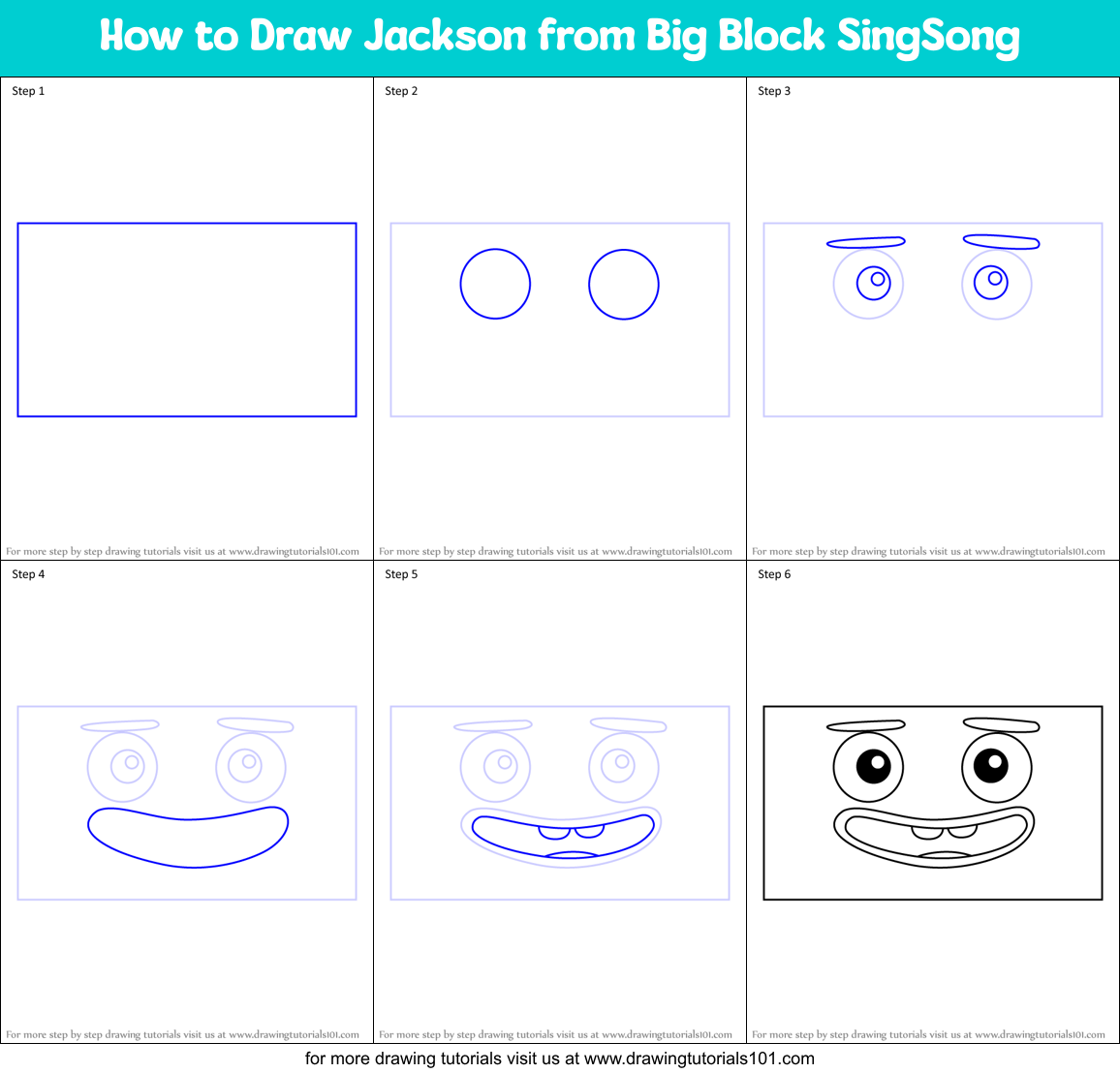 How to Draw Jackson from Big Block SingSong Printable Step by Step