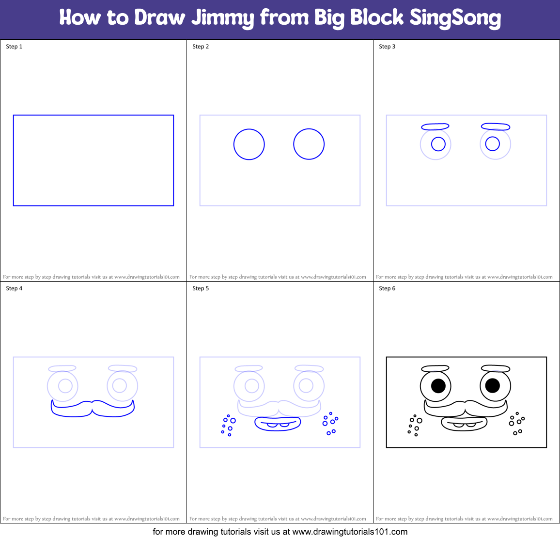 How to Draw Jimmy from Big Block SingSong Printable Step by Step