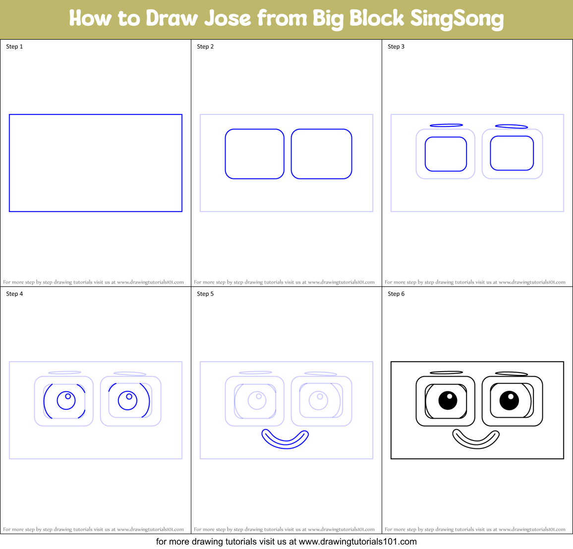 How to Draw Jose from Big Block SingSong Printable Step by Step