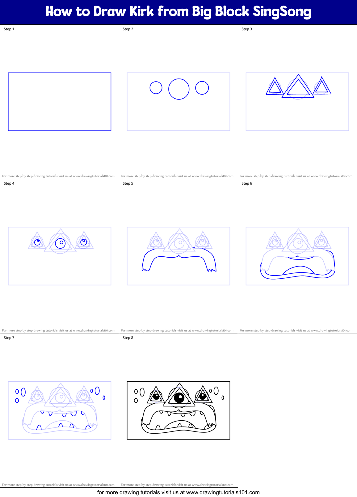 How to Draw Kirk from Big Block SingSong Printable Step by Step