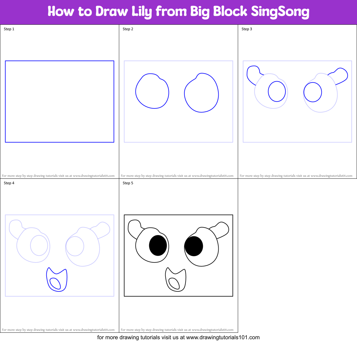 How to Draw Lily from Big Block SingSong Printable Step by Step