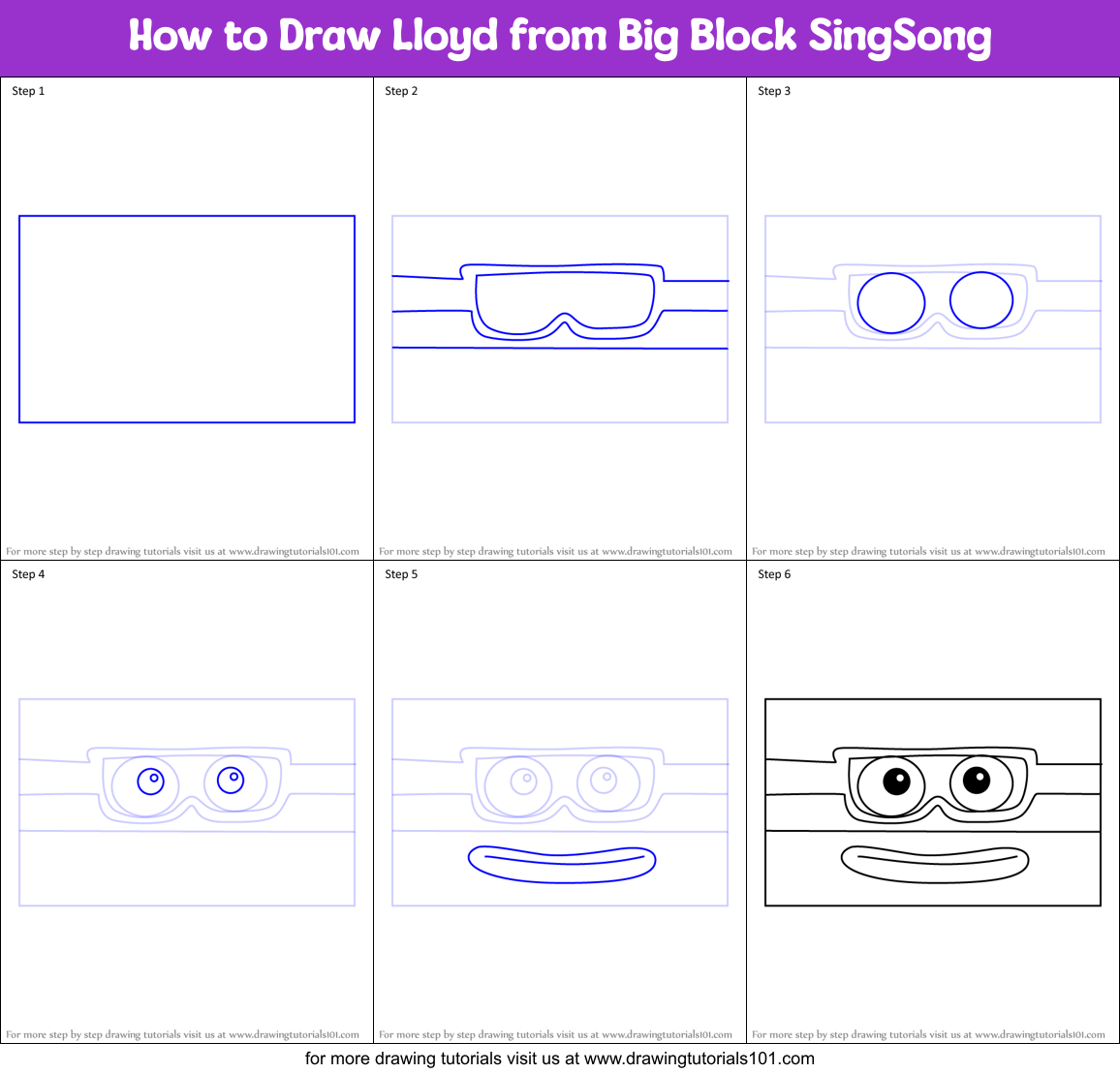 How to Draw Lloyd from Big Block SingSong Printable Step by Step