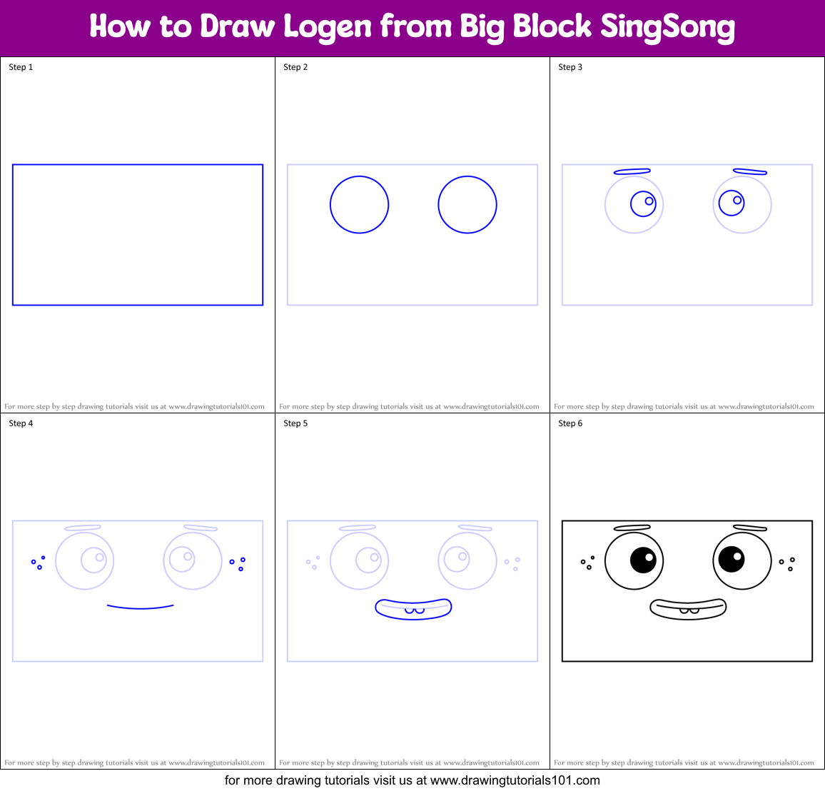 How to Draw Logen from Big Block SingSong Printable Step by Step