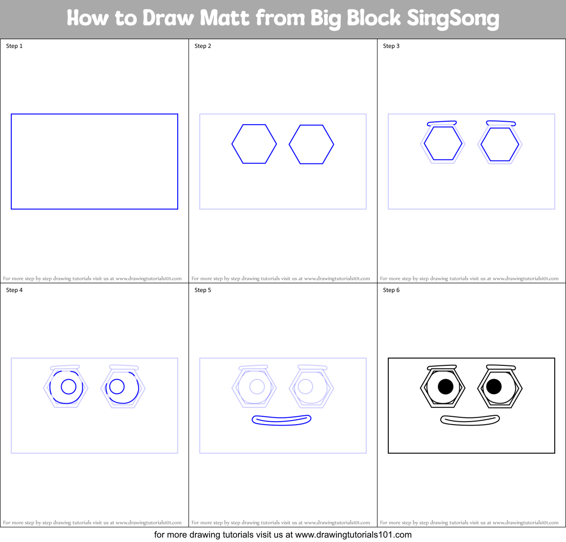 How to Draw Matt from Big Block SingSong Printable Step by Step