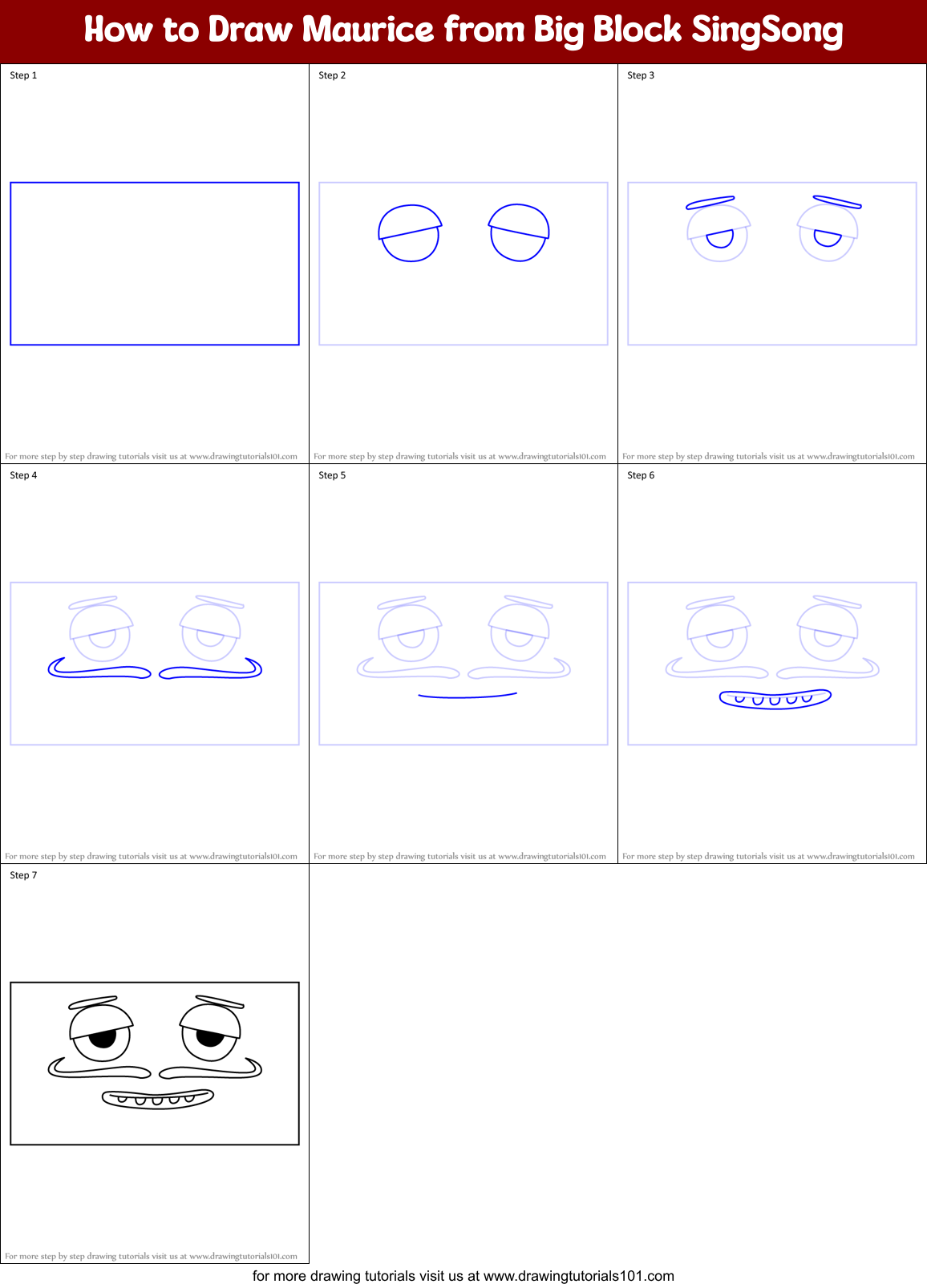 How to Draw Maurice from Big Block SingSong Printable Step by Step