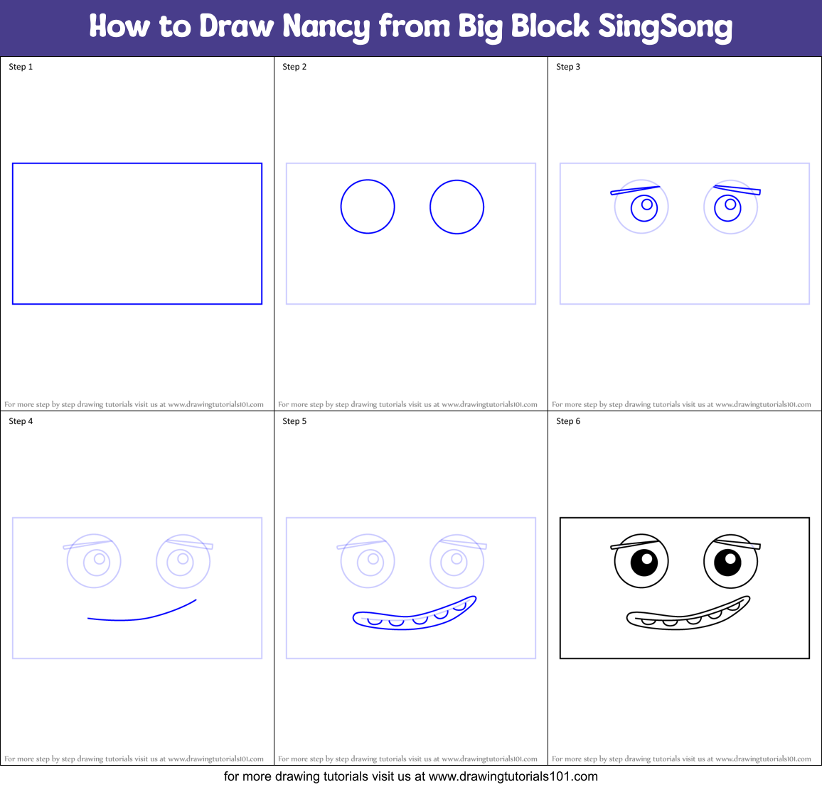 How to Draw Nancy from Big Block SingSong Printable Step by Step