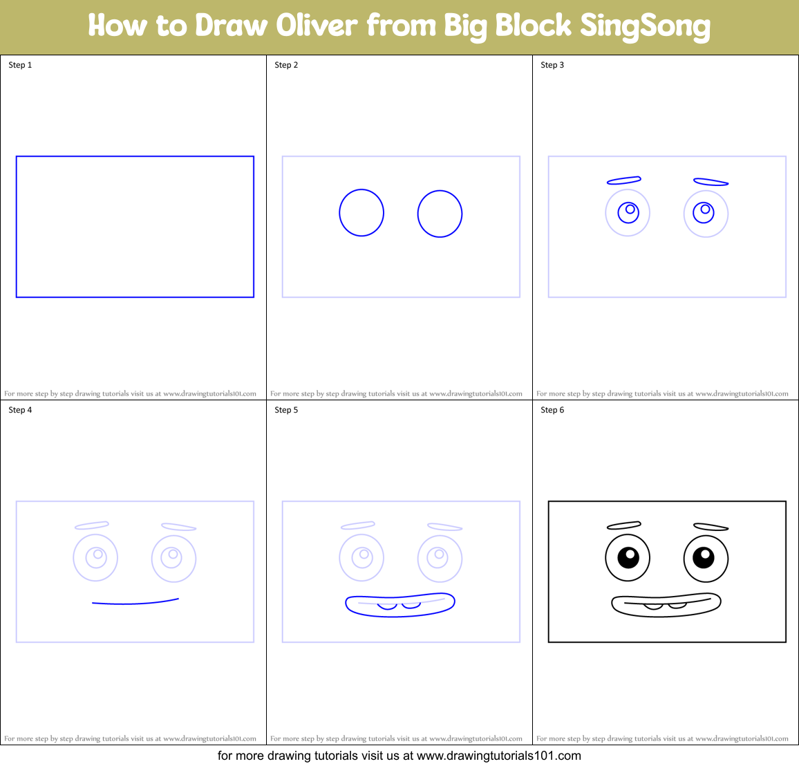 How to Draw Oliver from Big Block SingSong Printable Step by Step