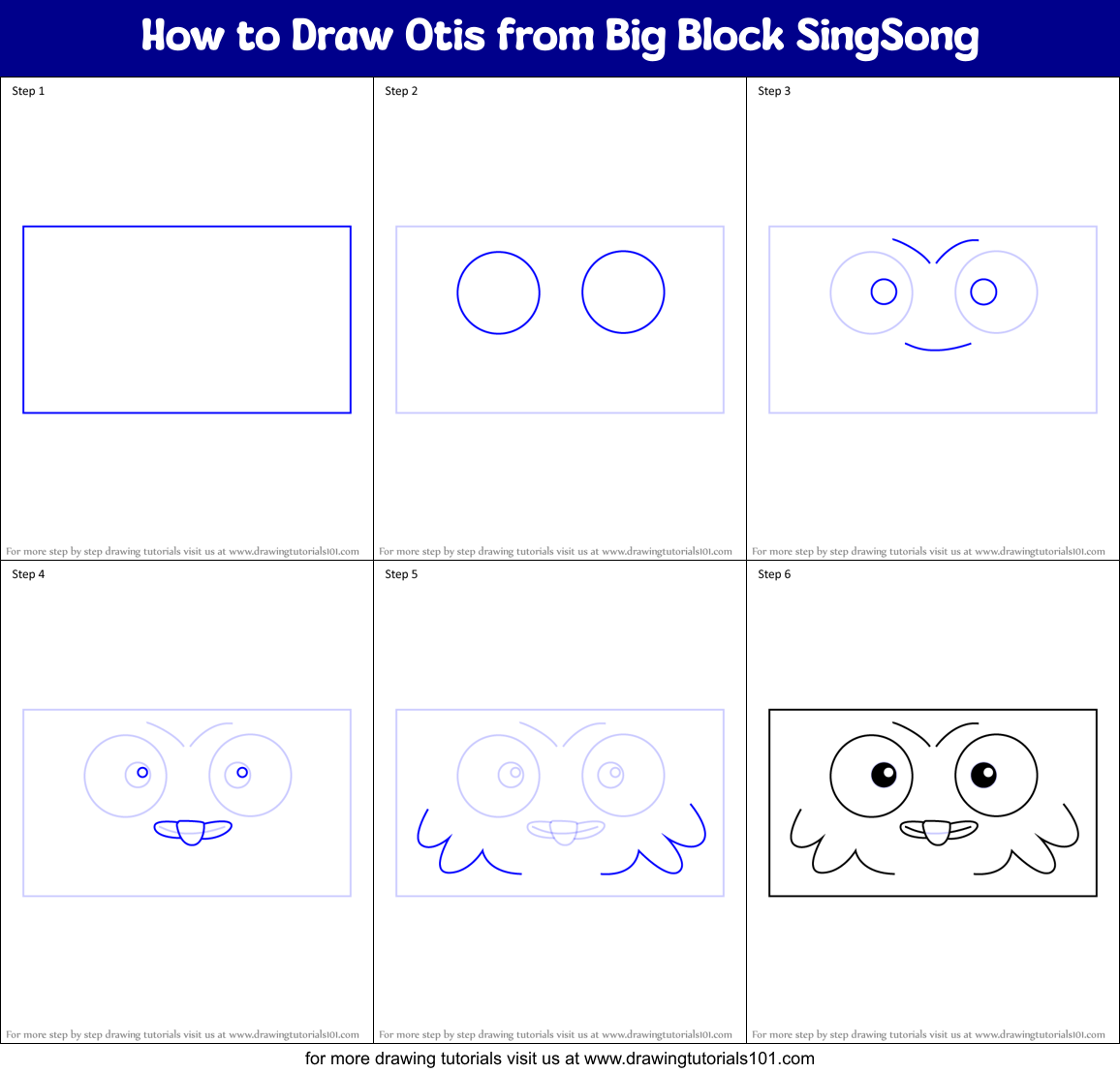 How to Draw Otis from Big Block SingSong Printable Step by Step