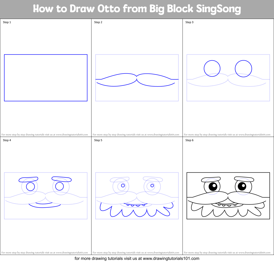 How to Draw Otto from Big Block SingSong Printable Step by Step