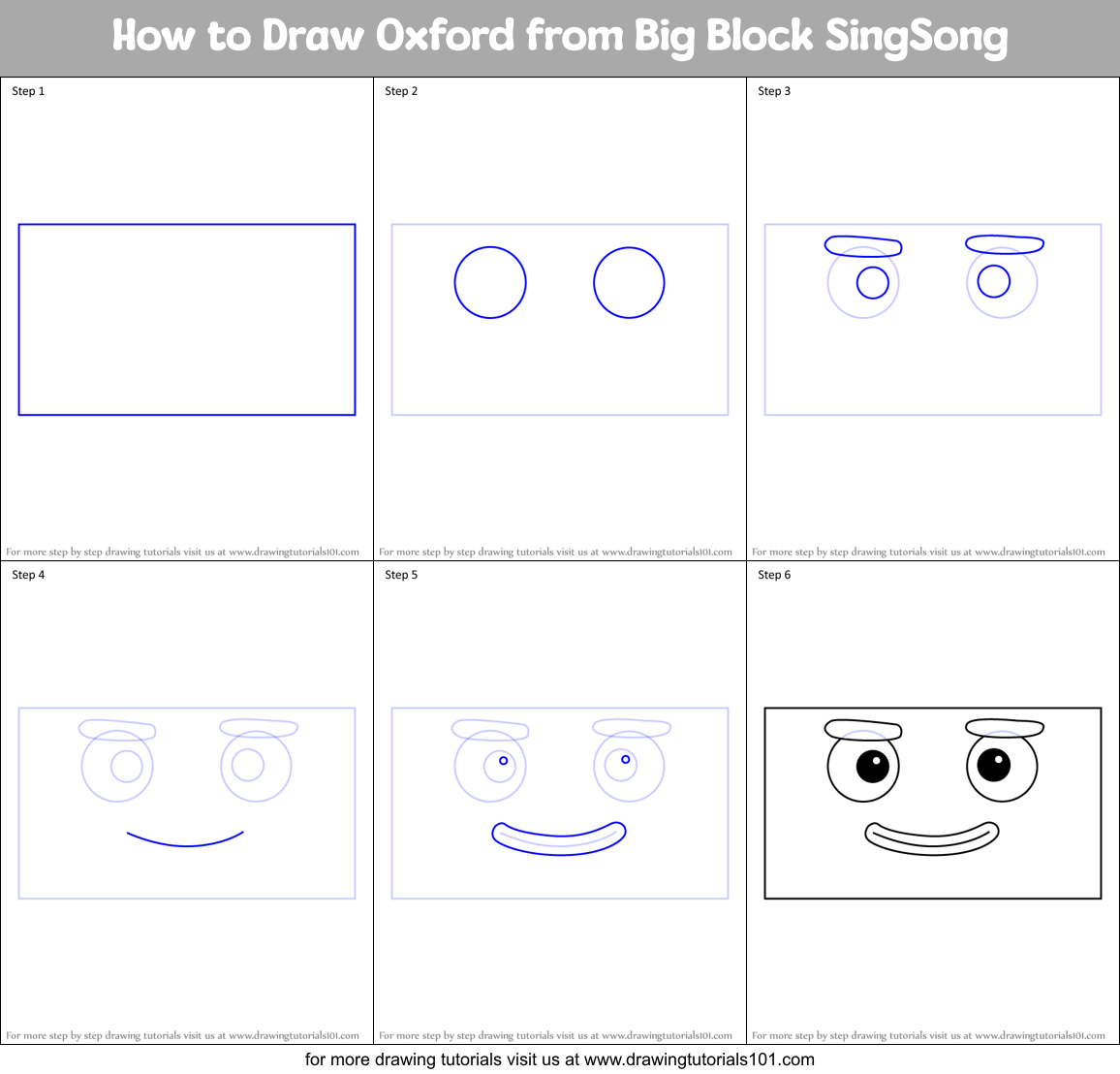 How to Draw Oxford from Big Block SingSong Printable Step by Step
