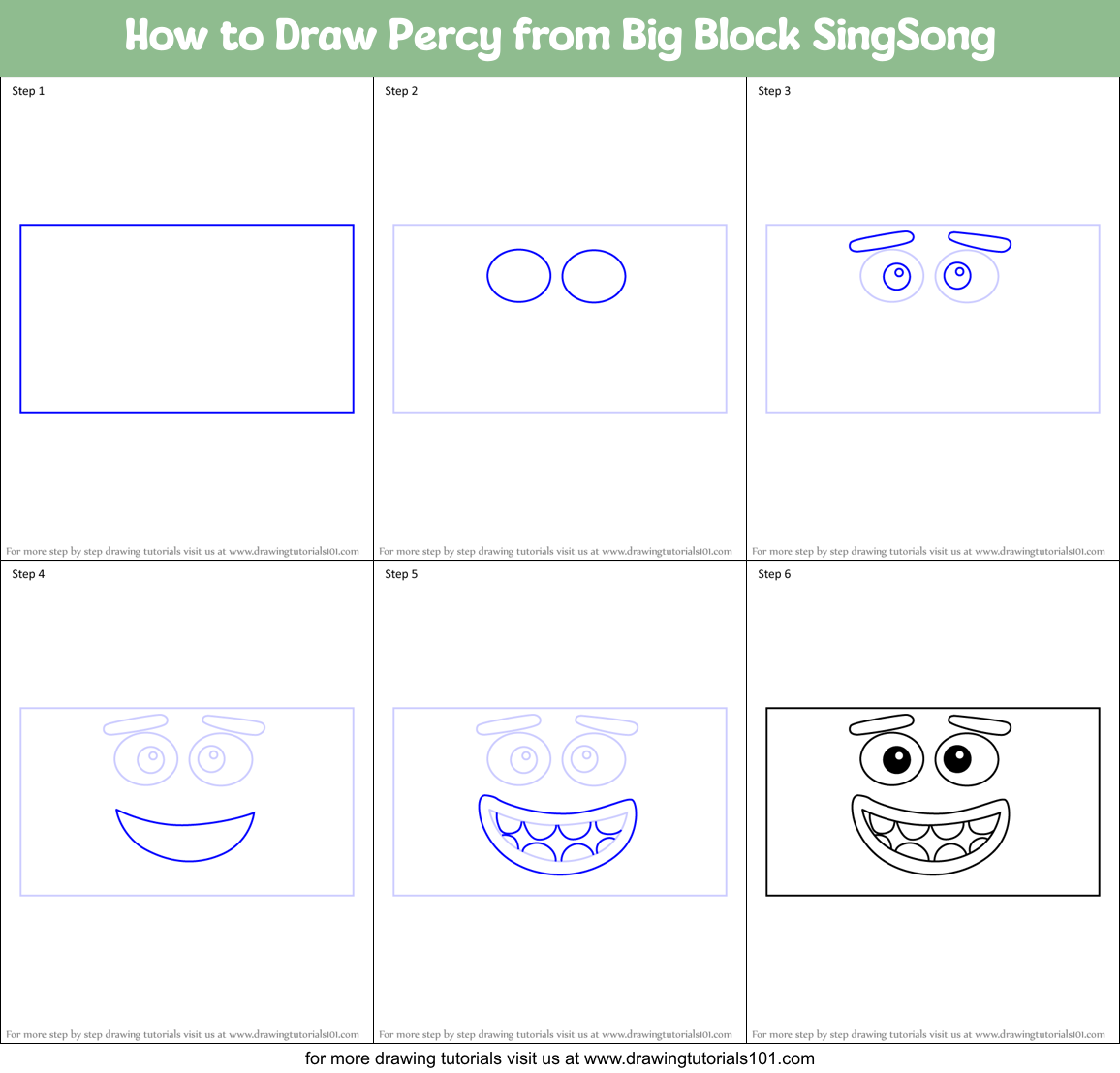 How to Draw Percy from Big Block SingSong Printable Step by Step