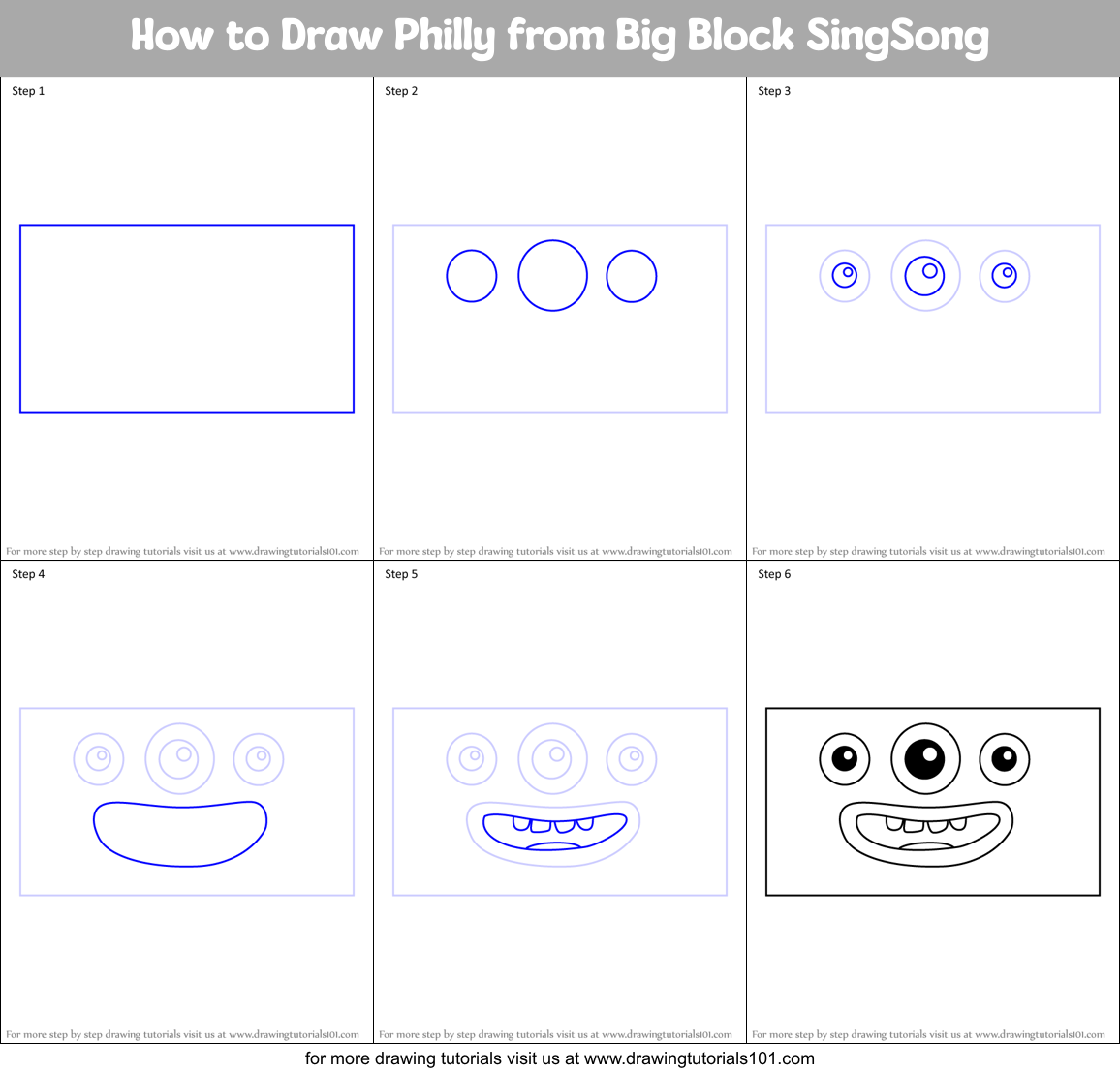 How to Draw Philly from Big Block SingSong Printable Step by Step