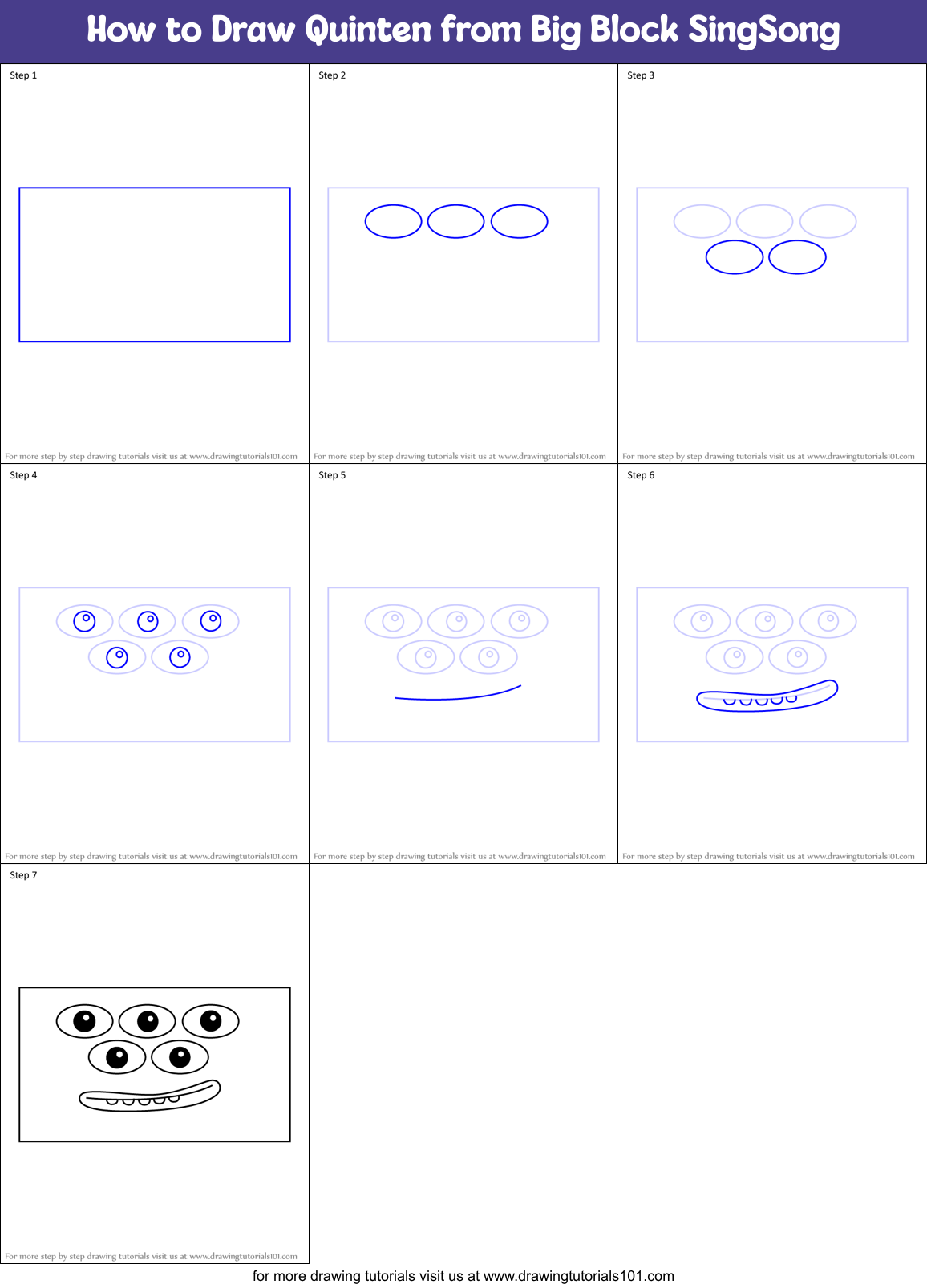 How to Draw Quinten from Big Block SingSong Printable Step by Step