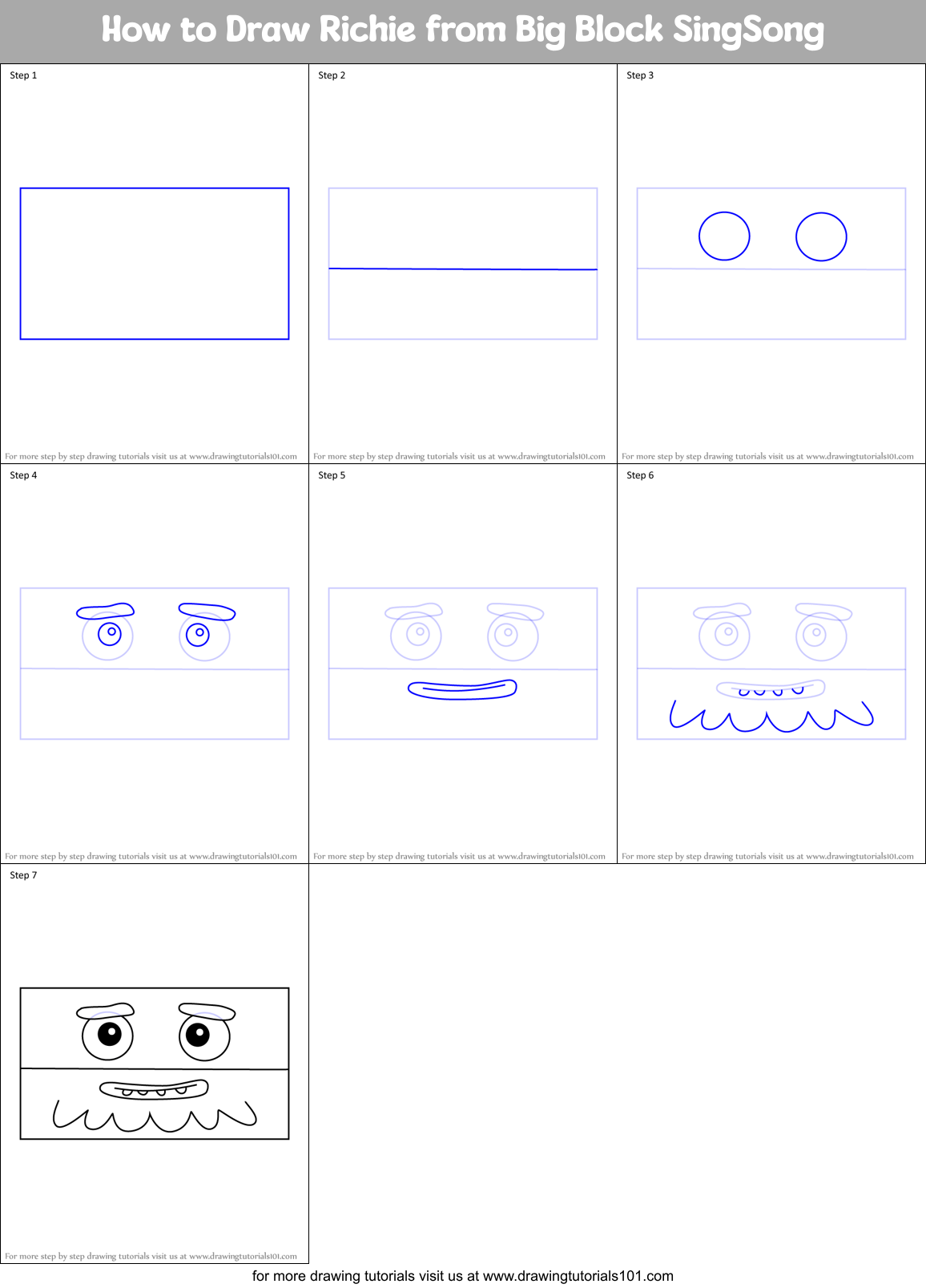 How to Draw Richie from Big Block SingSong Printable Step by Step