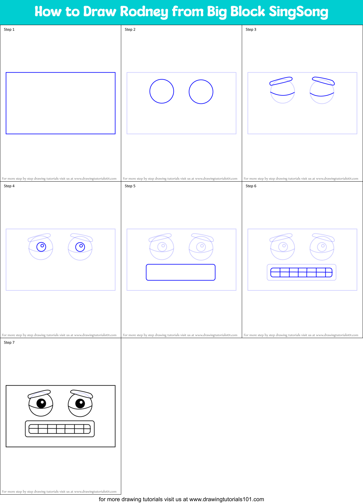 How to Draw Rodney from Big Block SingSong Printable Step by Step