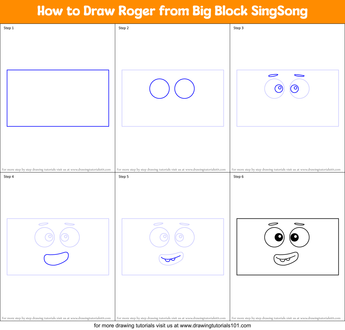How to Draw Roger from Big Block SingSong Printable Step by Step