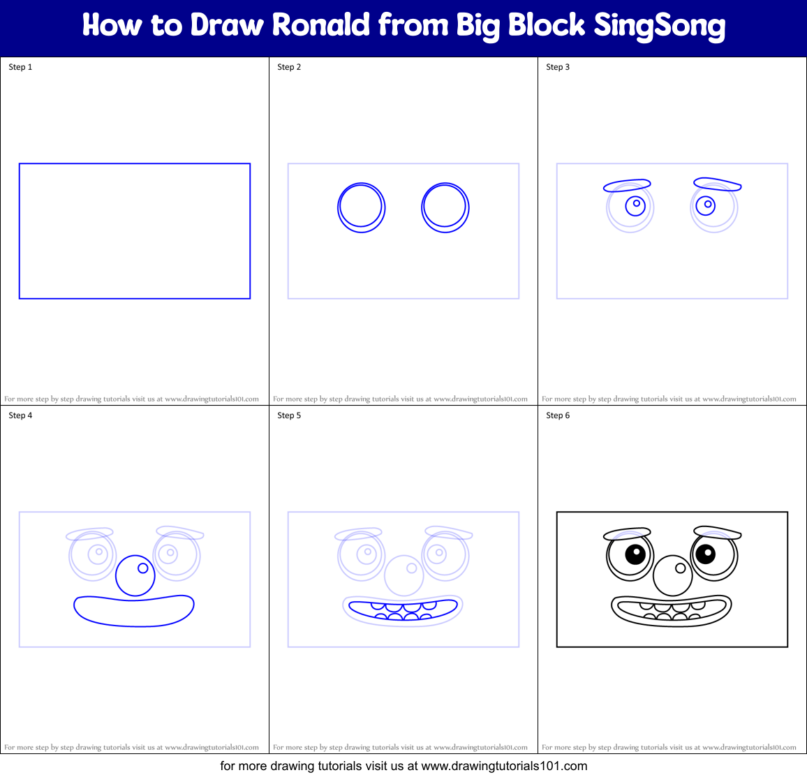 How to Draw Ronald from Big Block SingSong Printable Step by Step