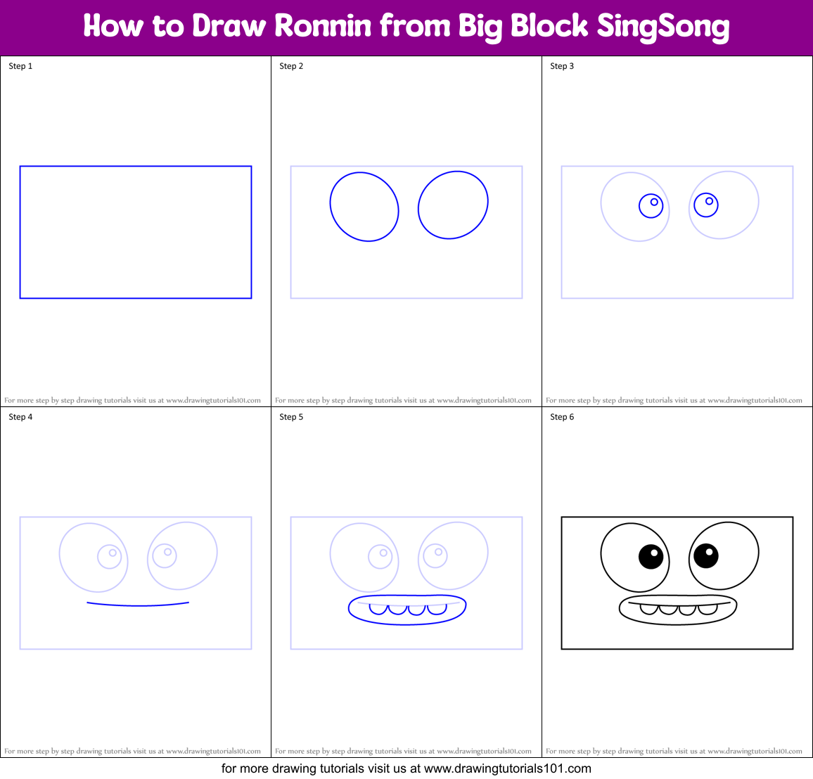 How to Draw Ronnin from Big Block SingSong Printable Step by Step