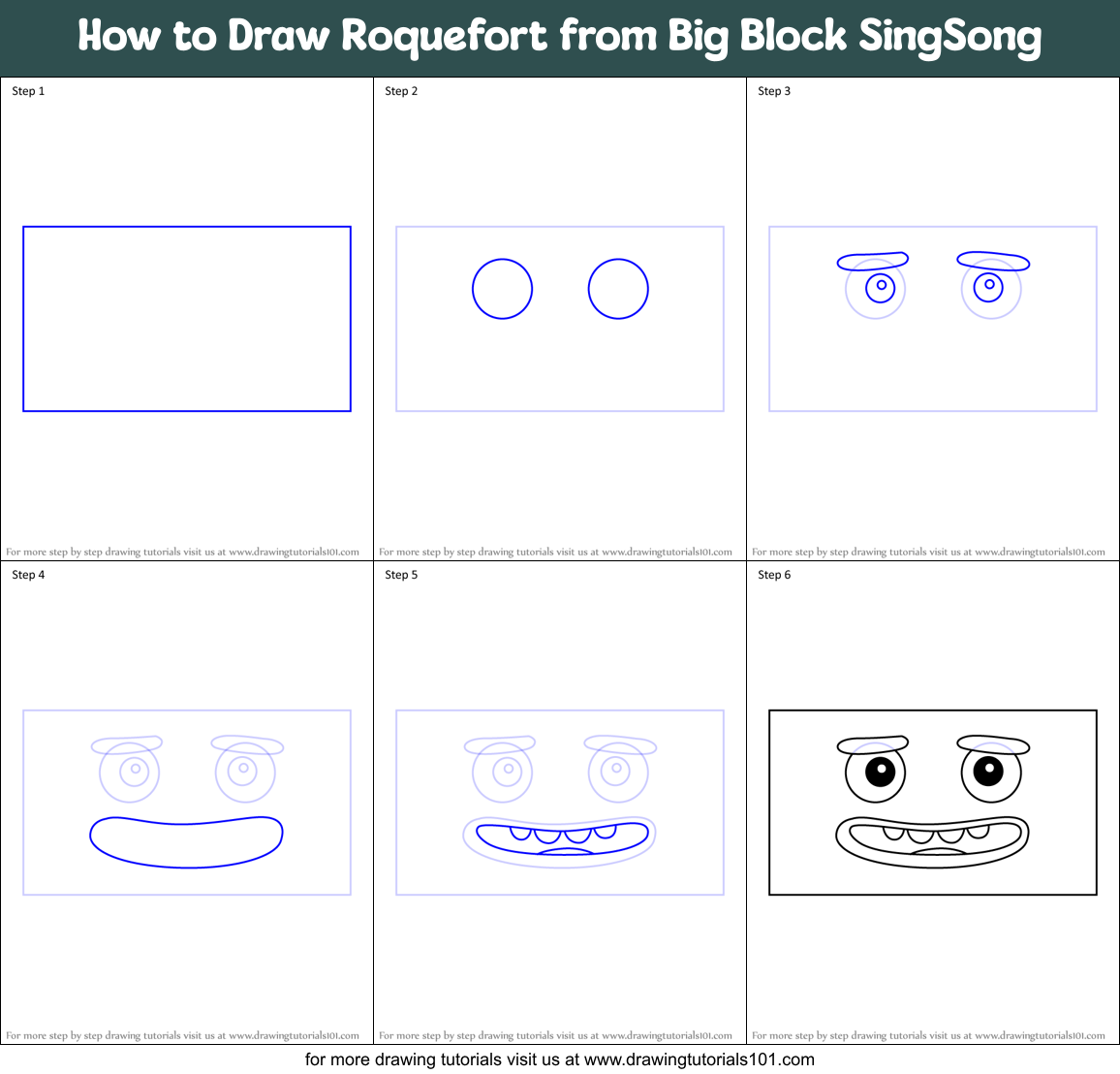 How to Draw Roquefort from Big Block SingSong Printable Step by Step