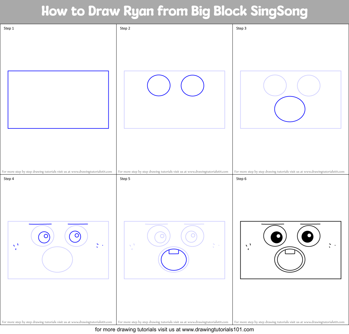 How to Draw Ryan from Big Block SingSong Printable Step by Step