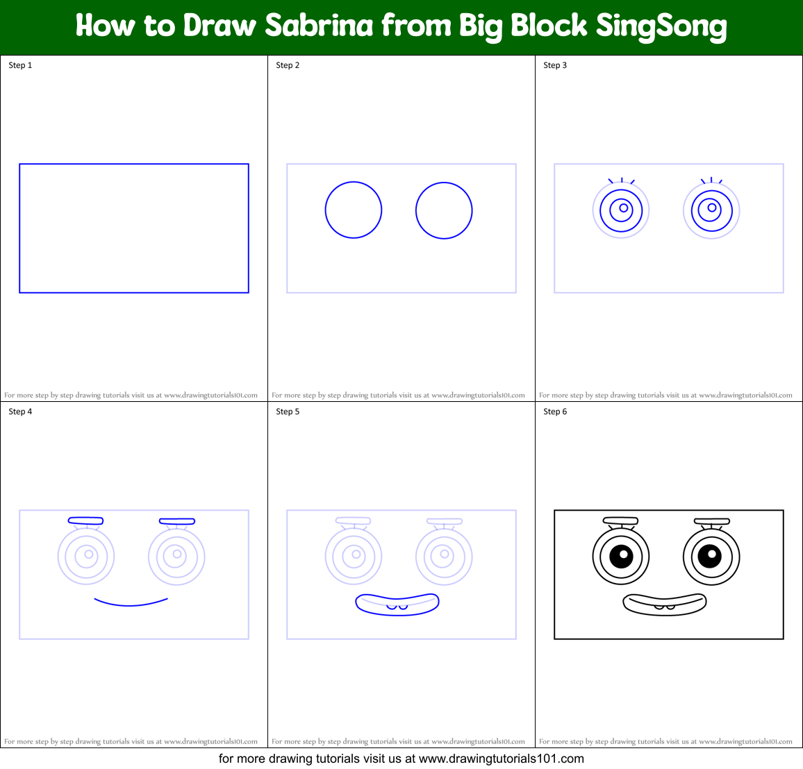 How to Draw Sabrina from Big Block SingSong Printable Step by Step