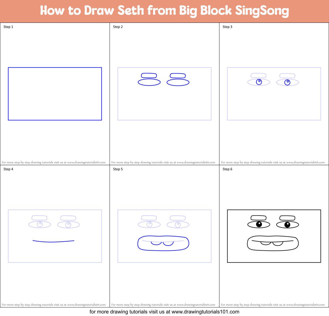 How to Draw Seth from Big Block SingSong Printable Step by Step