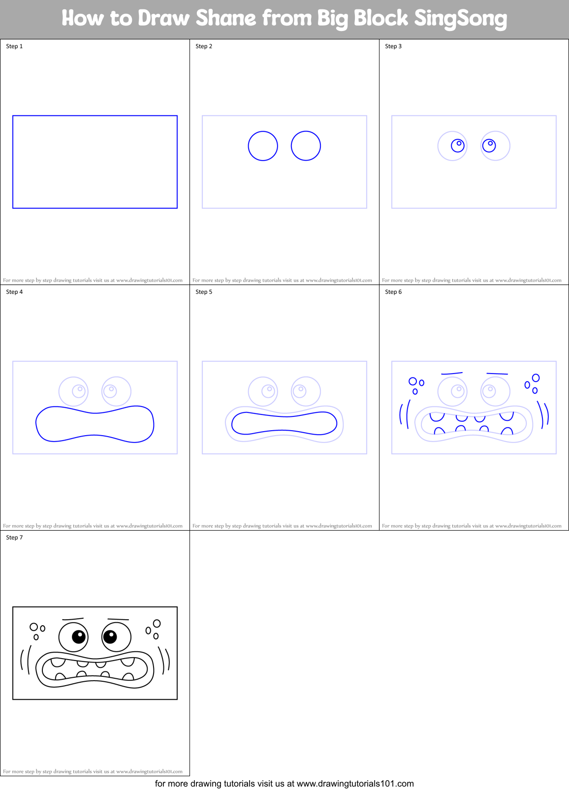 How to Draw Shane from Big Block SingSong Printable Step by Step