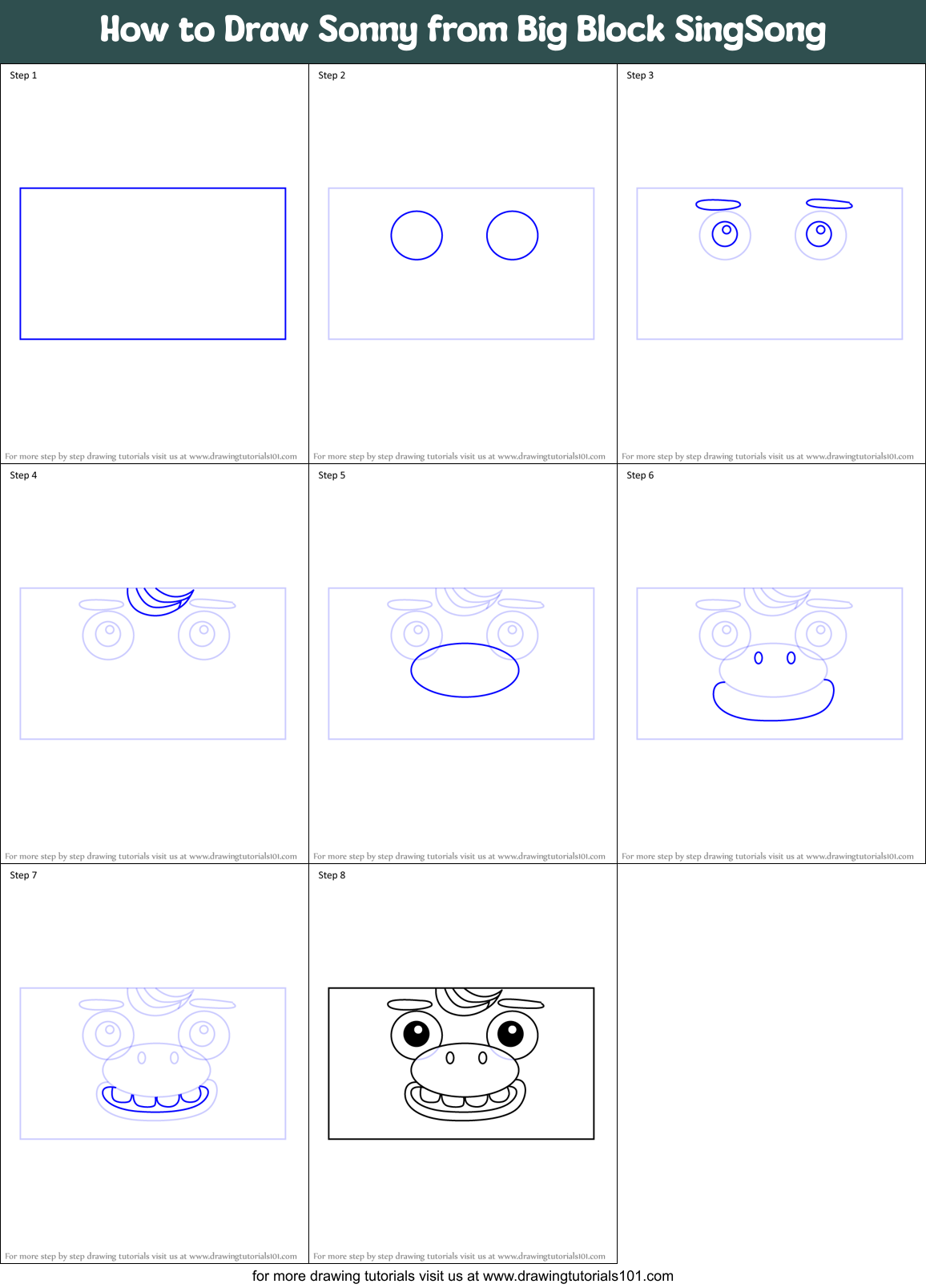 How to Draw Sonny from Big Block SingSong Printable Step by Step