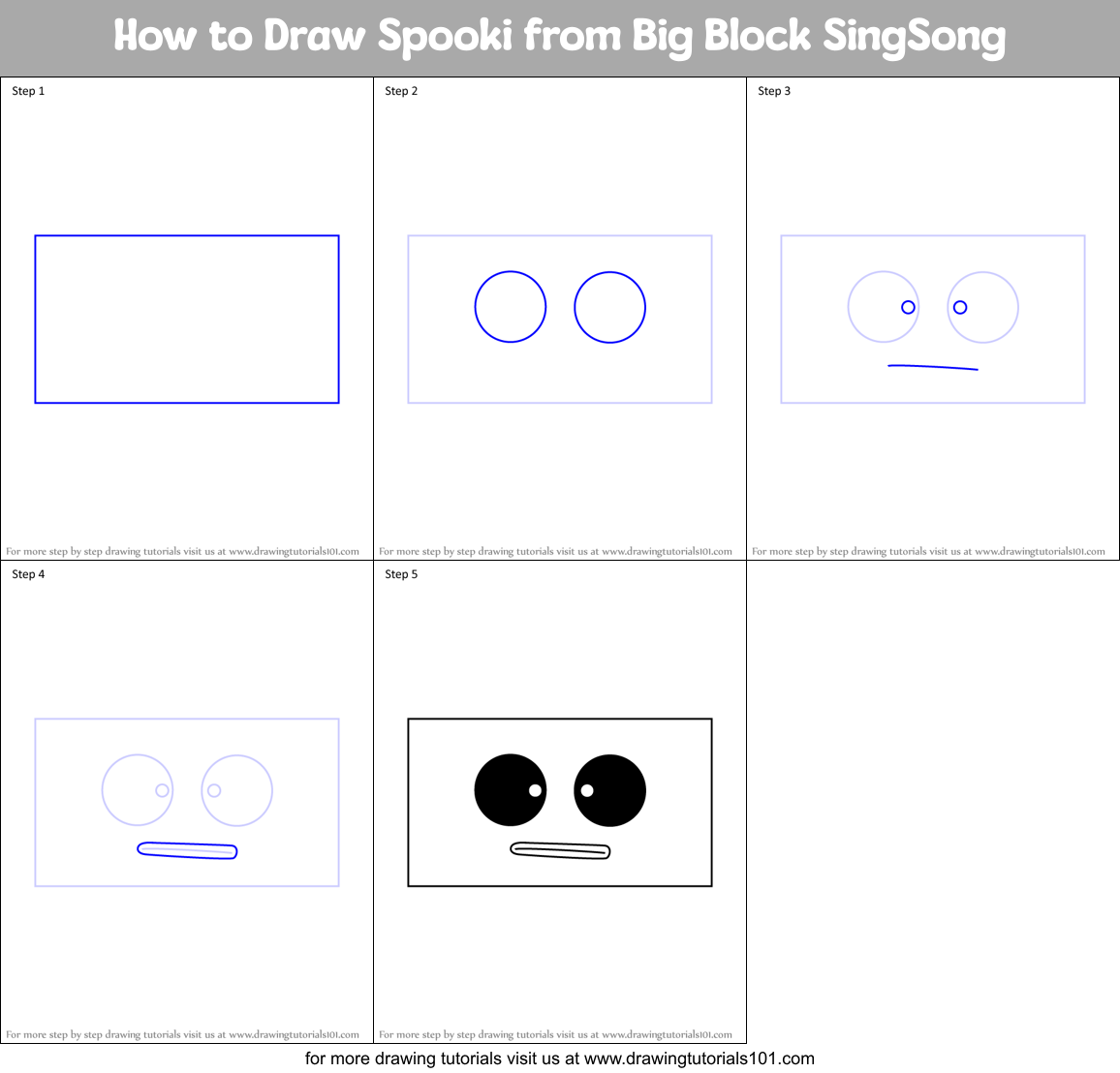 How to Draw Spooki from Big Block SingSong Printable Step by Step