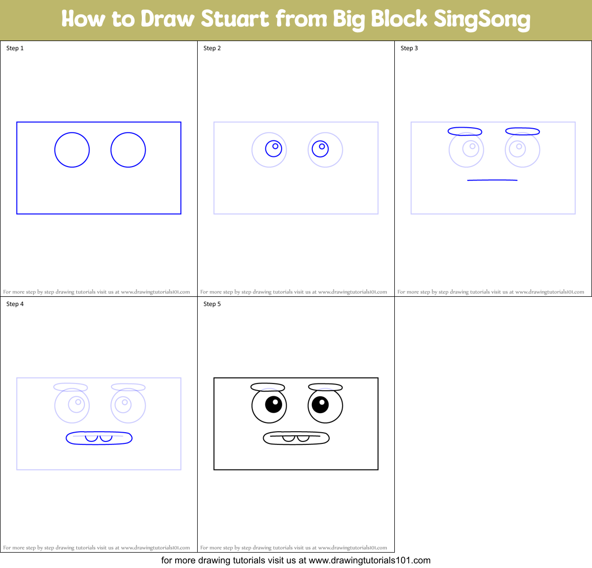 How to Draw Stuart from Big Block SingSong Printable Step by Step