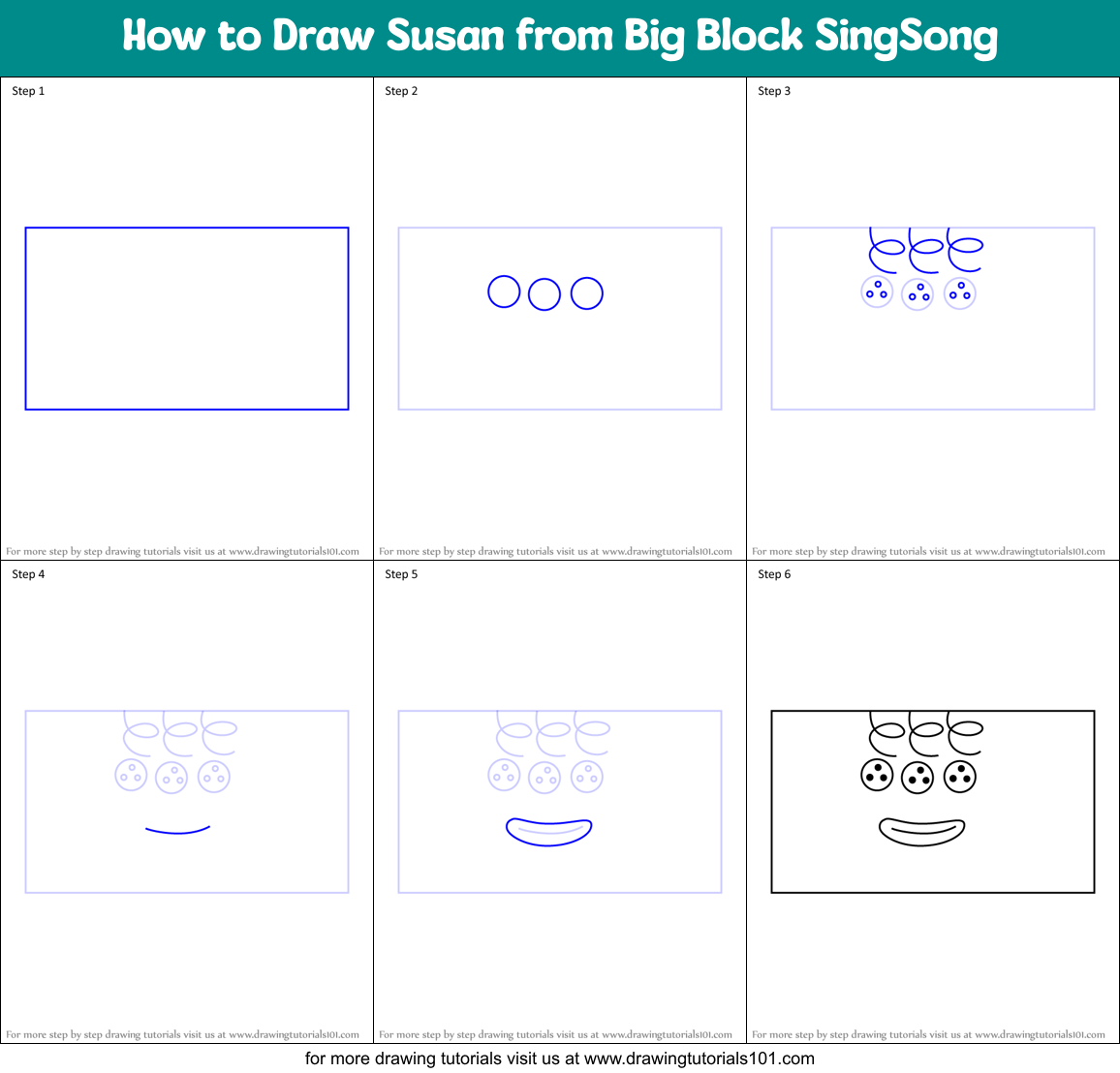 How to Draw Susan from Big Block SingSong Printable Step by Step