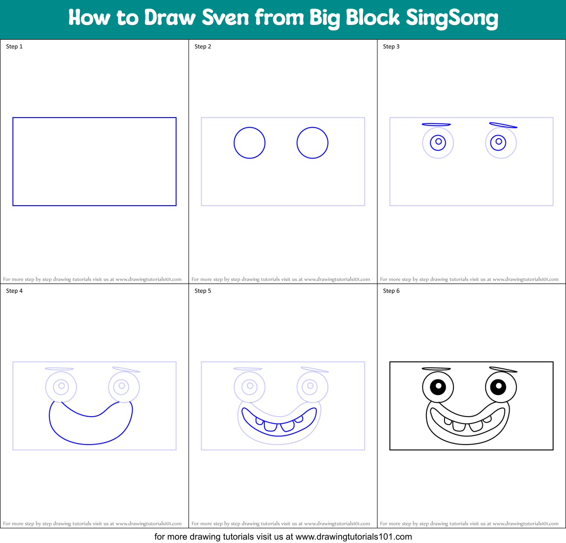 How to Draw Sven from Big Block SingSong Printable Step by Step