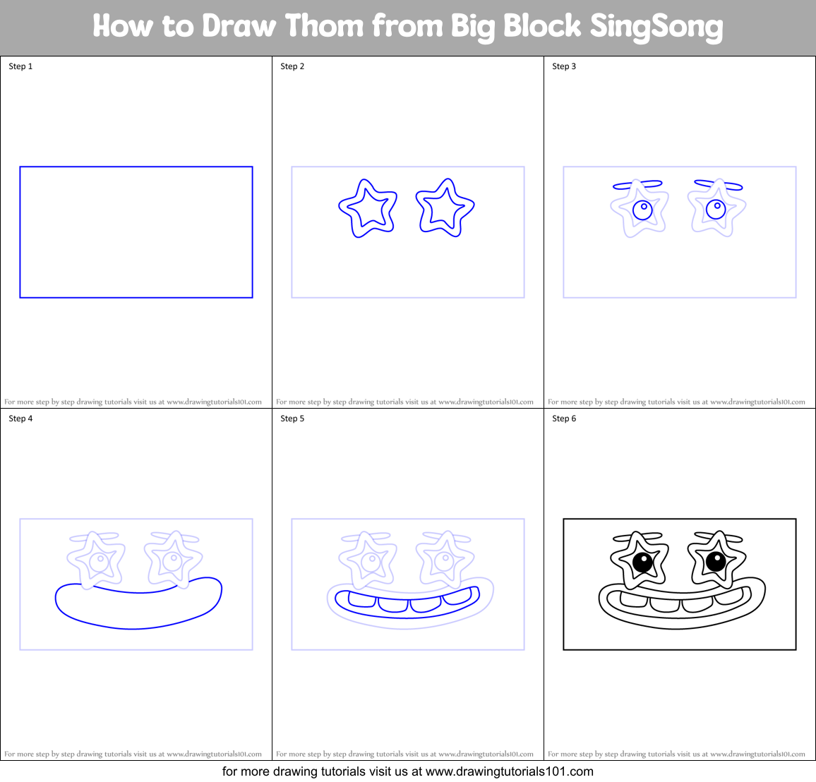 How to Draw Thom from Big Block SingSong Printable Step by Step