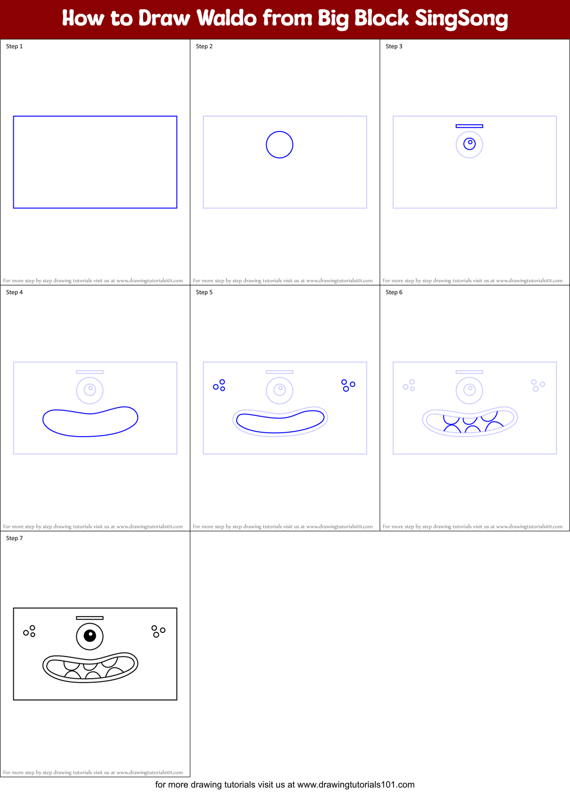How to Draw Waldo from Big Block SingSong Printable Step by Step