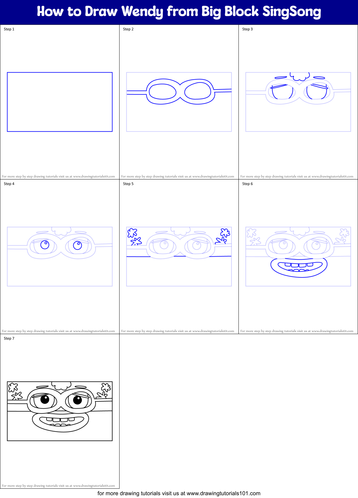 How to Draw Wendy from Big Block SingSong Printable Step by Step