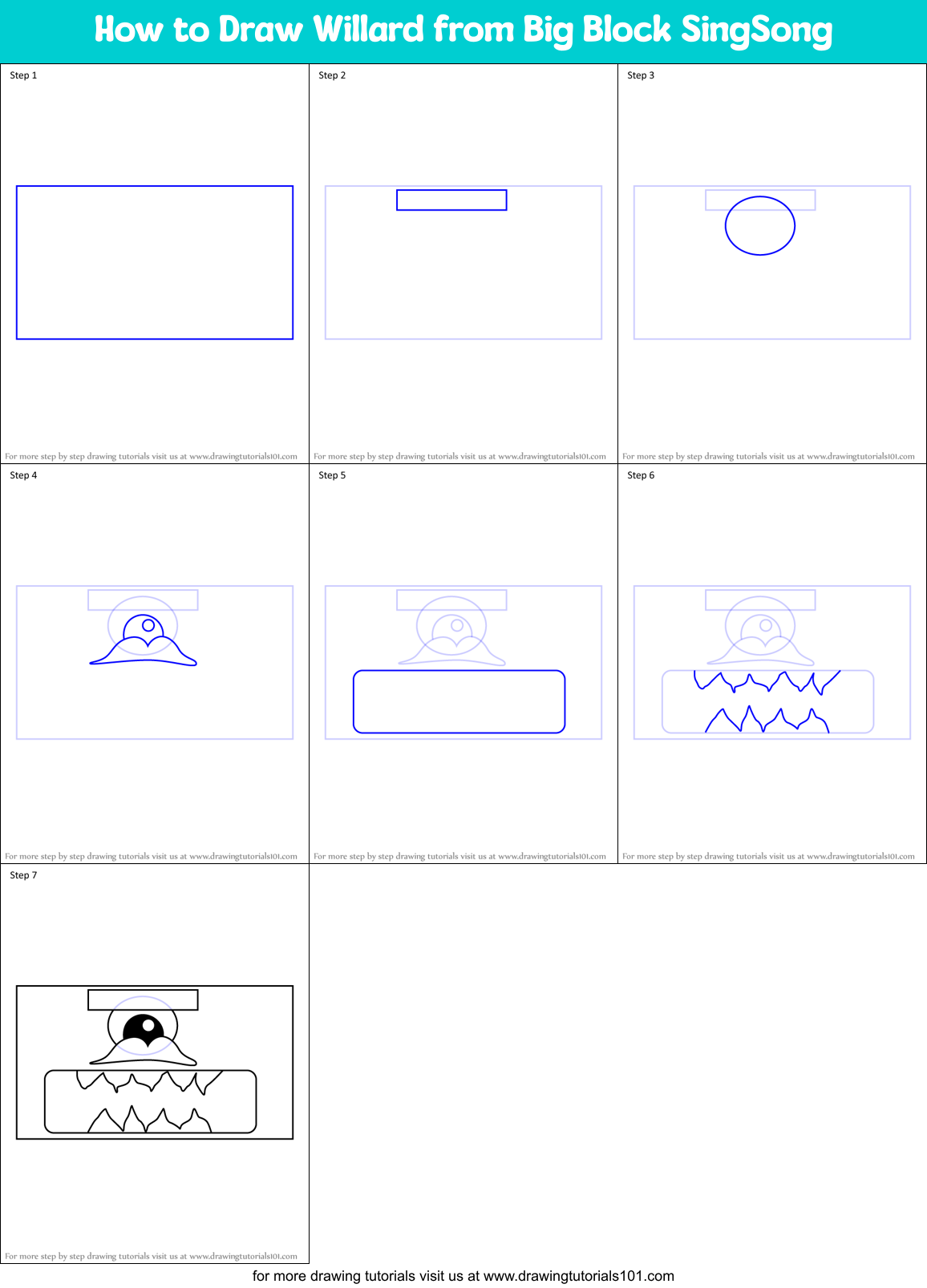 How to Draw Willard from Big Block SingSong Printable Step by Step