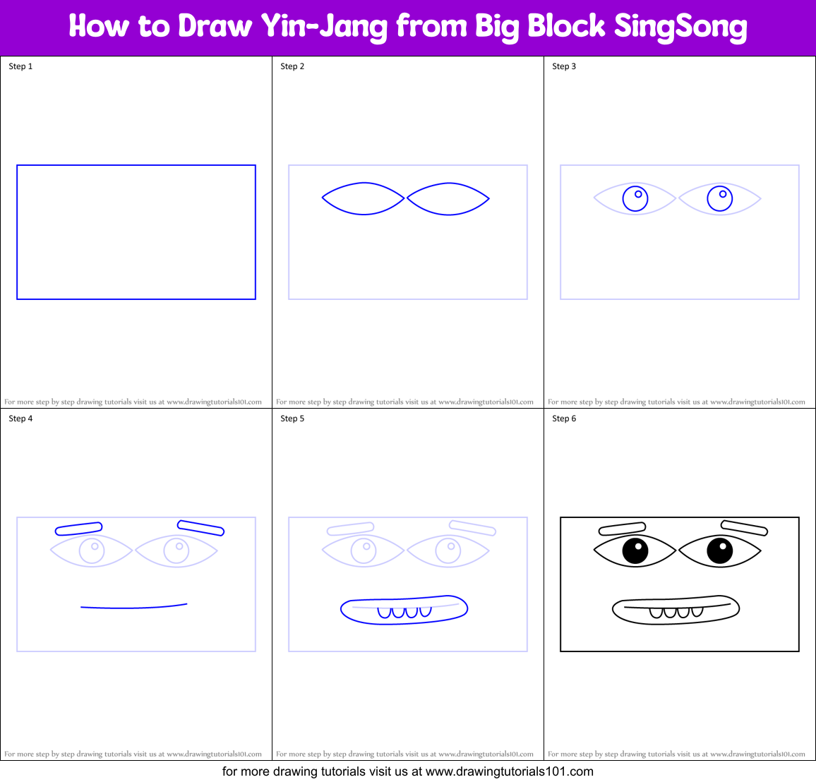 How to Draw Yin-Jang from Big Block SingSong Printable Step by Step