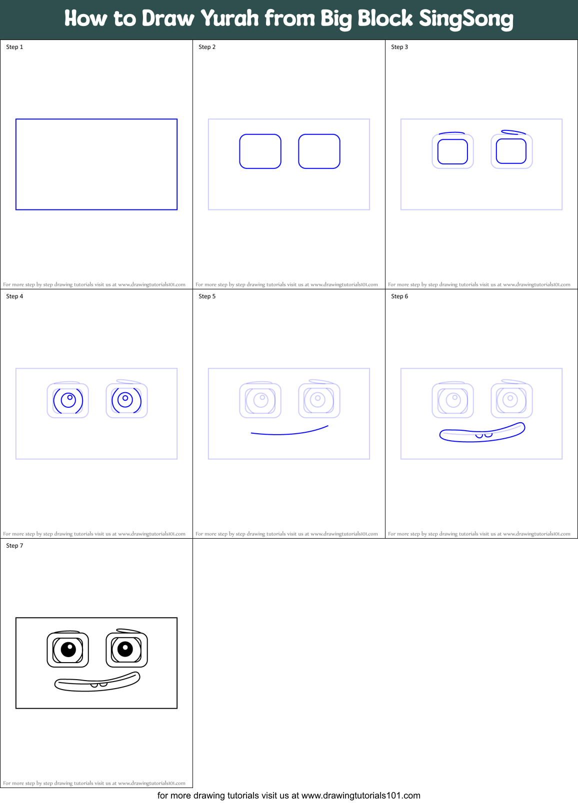 How to Draw Yurah from Big Block SingSong Printable Step by Step