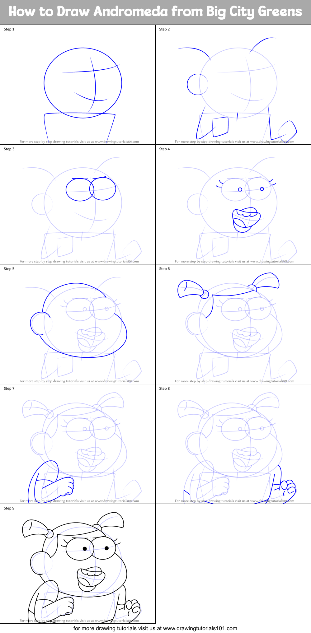 How to Draw Andromeda from Big City Greens Printable Step by Step