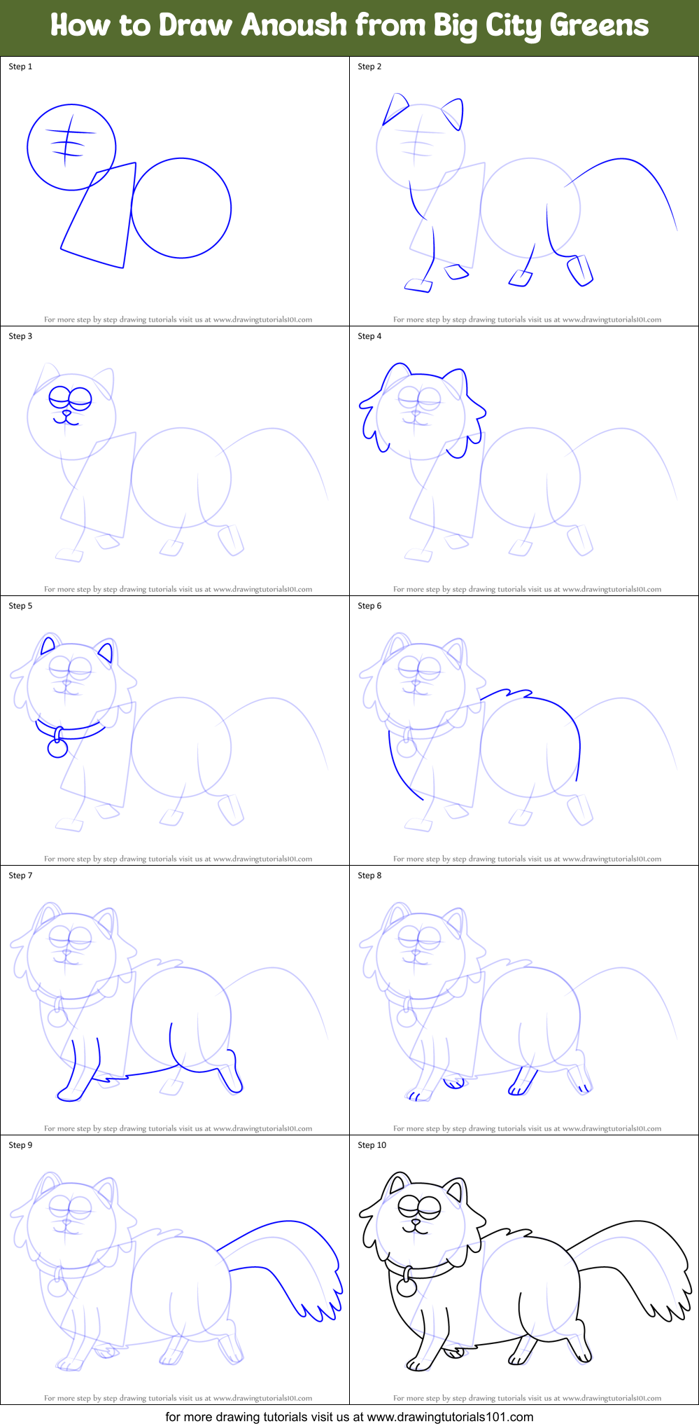 How to Draw Anoush from Big City Greens Printable Step by Step