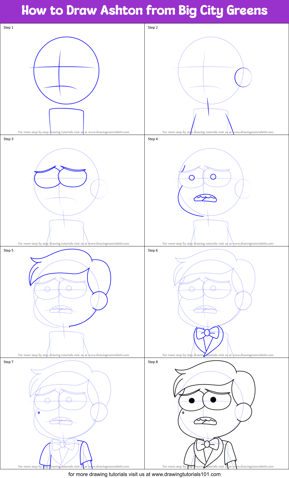 How to Draw Ashton from Big City Greens Printable Step by Step