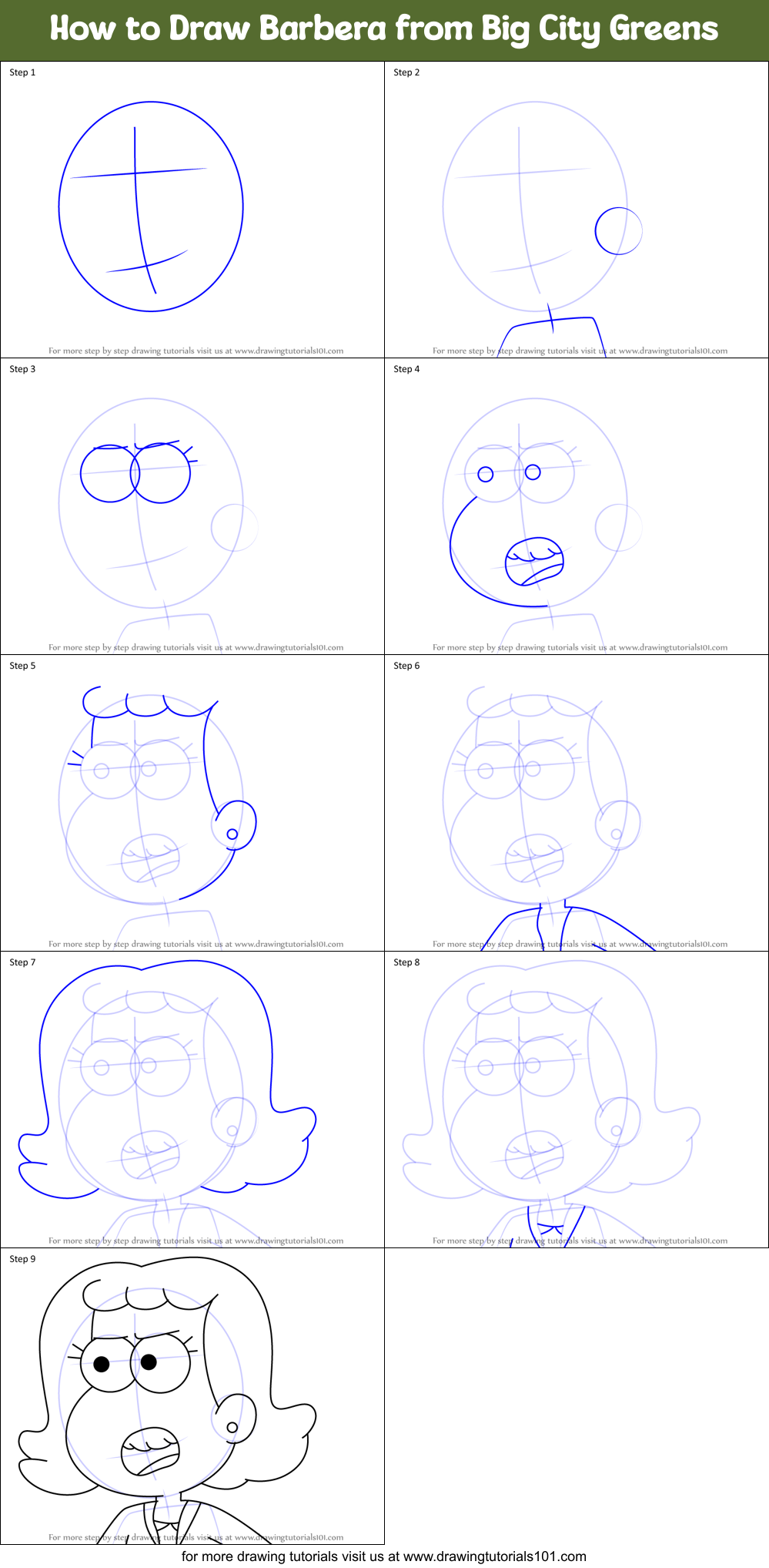How to Draw Barbera from Big City Greens Printable Step by Step