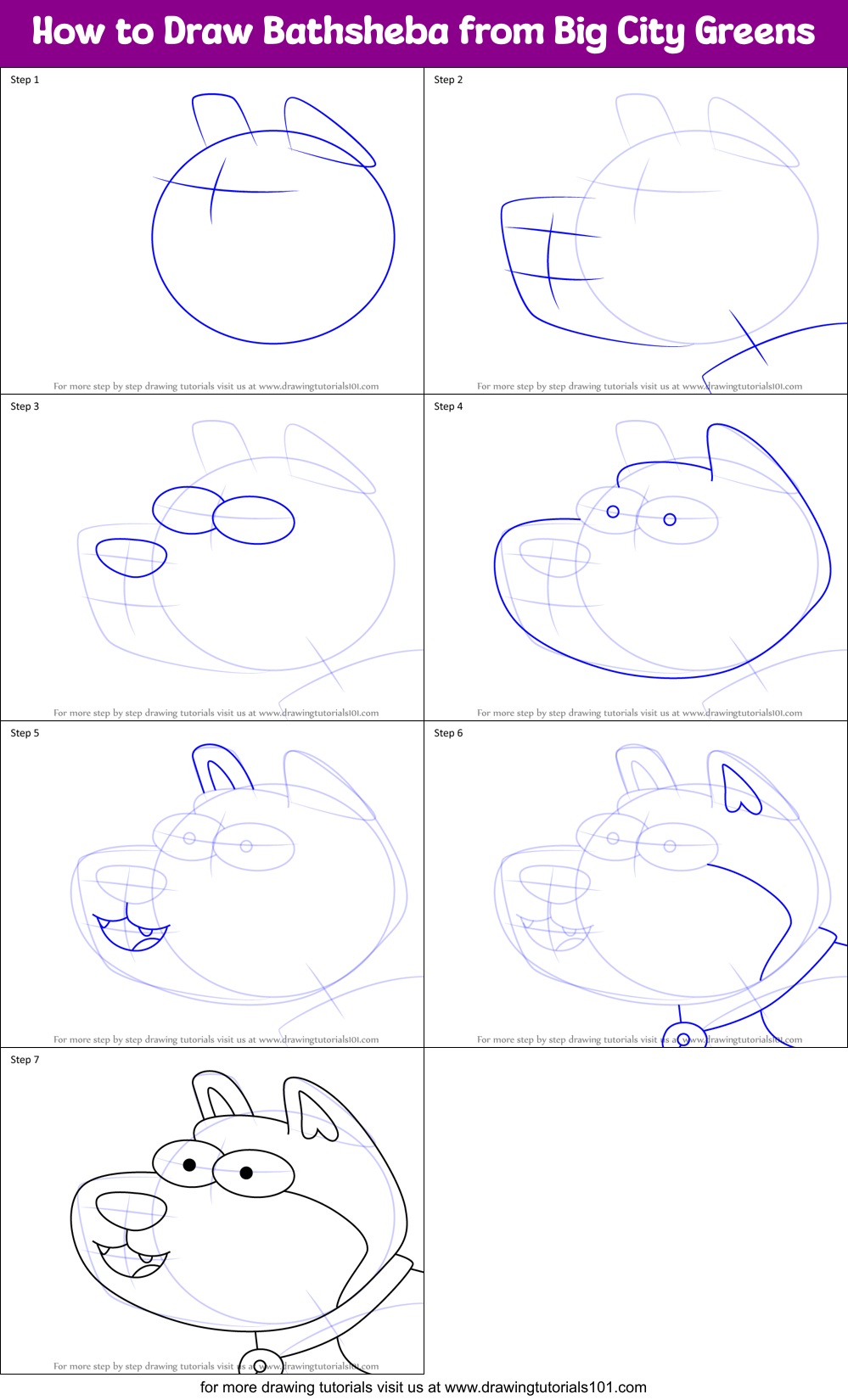 How to Draw Bathsheba from Big City Greens Printable Step by Step