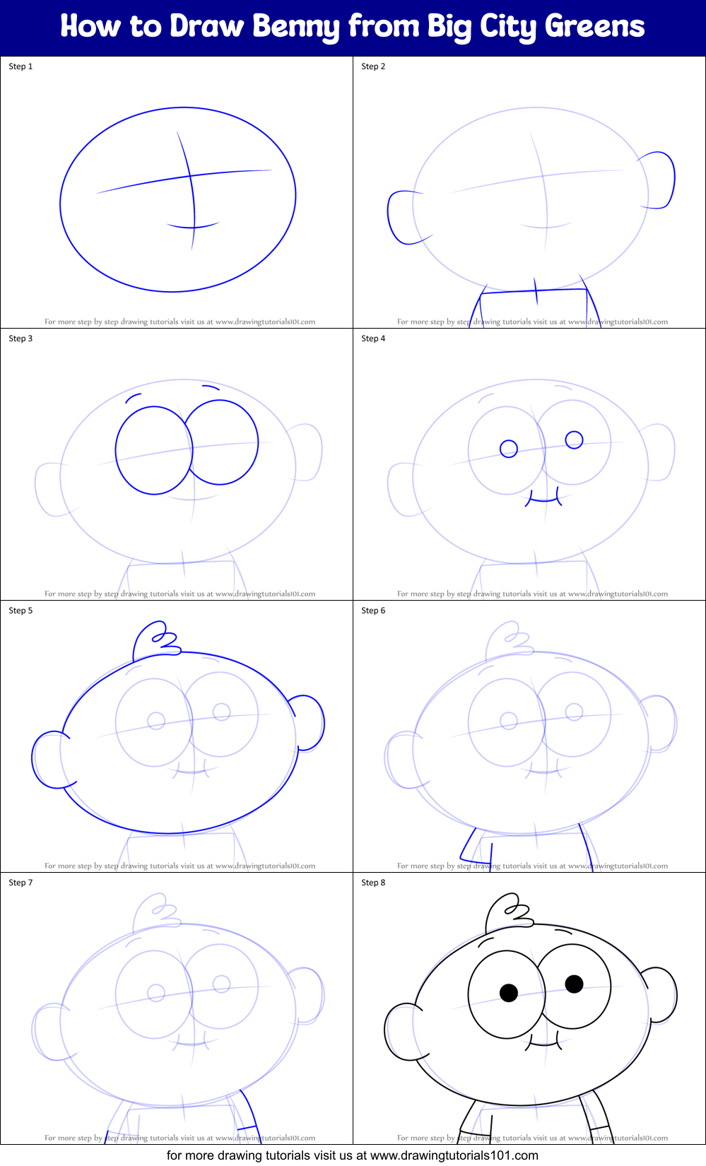 How to Draw Benny from Big City Greens Printable Step by Step