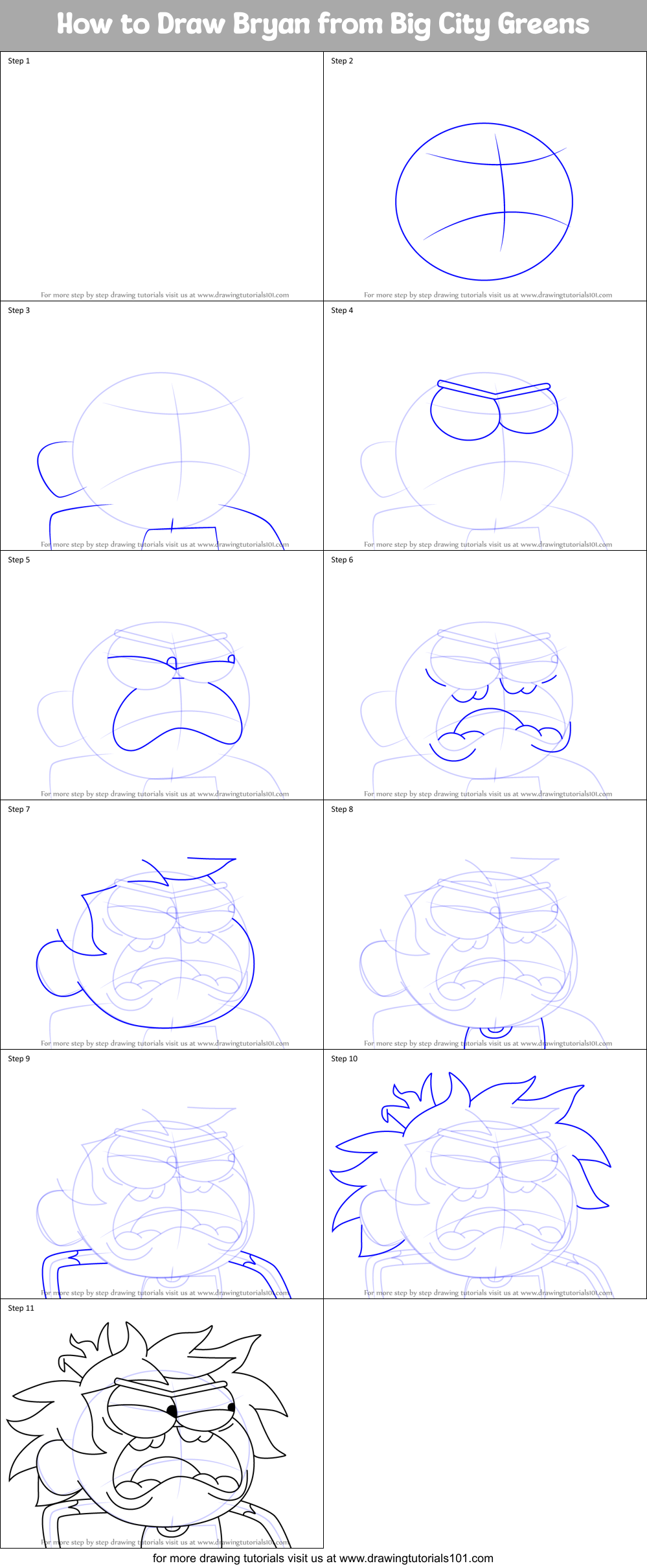 How to Draw Bryan from Big City Greens Printable Step by Step