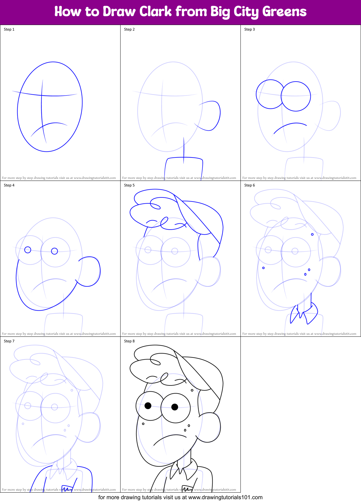 How to Draw Clark from Big City Greens Printable Step by Step