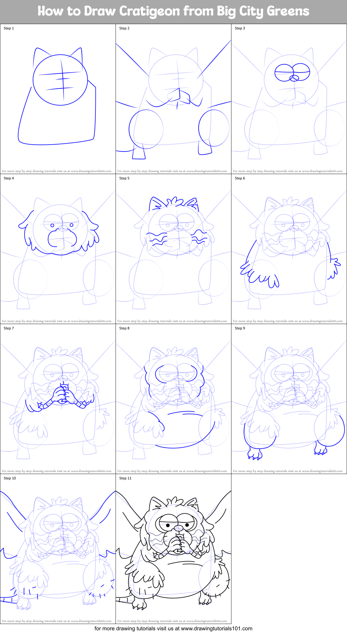 How to Draw Cratigeon from Big City Greens Printable Step by Step