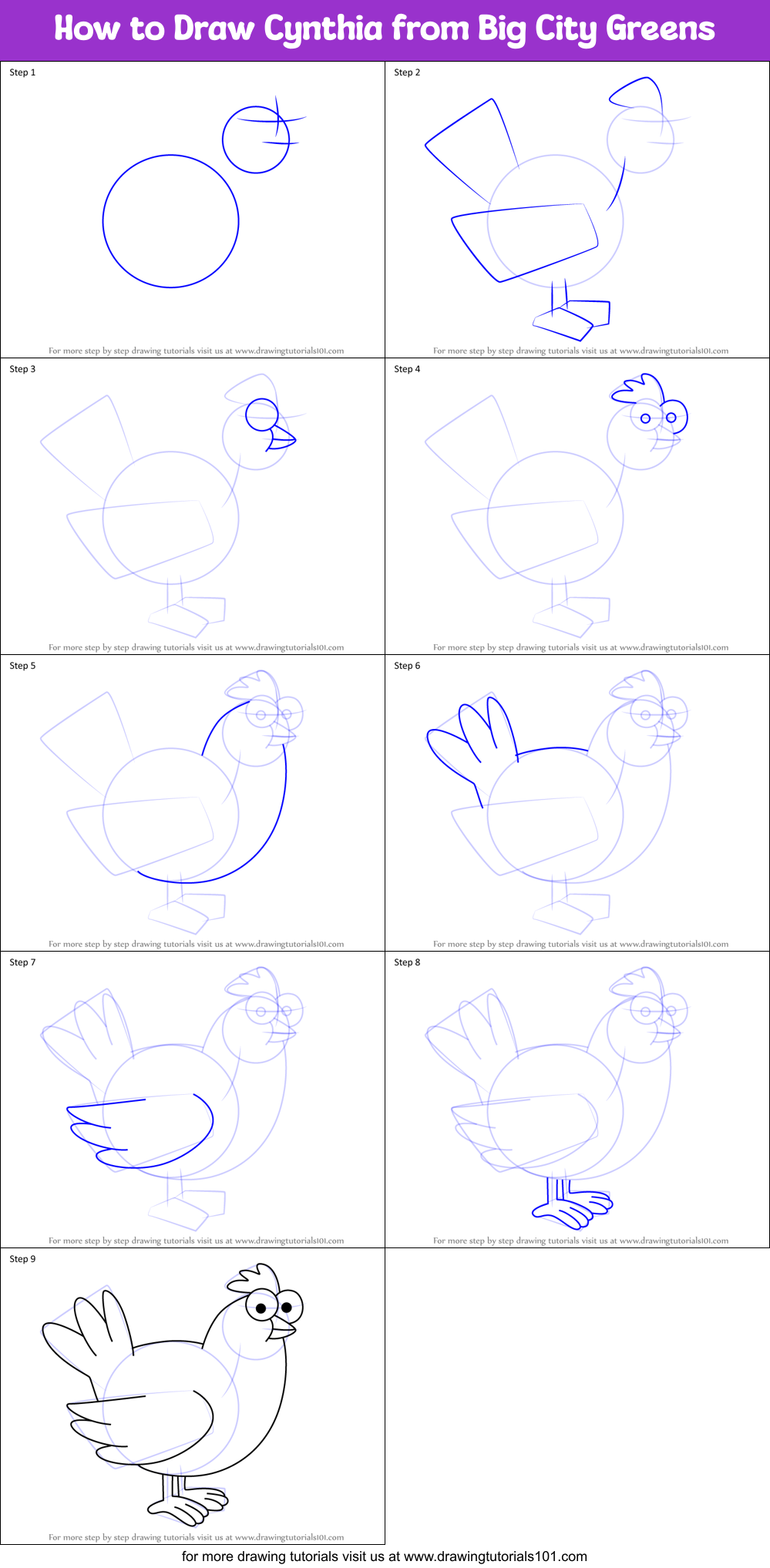 How to Draw Cynthia from Big City Greens Printable Step by Step