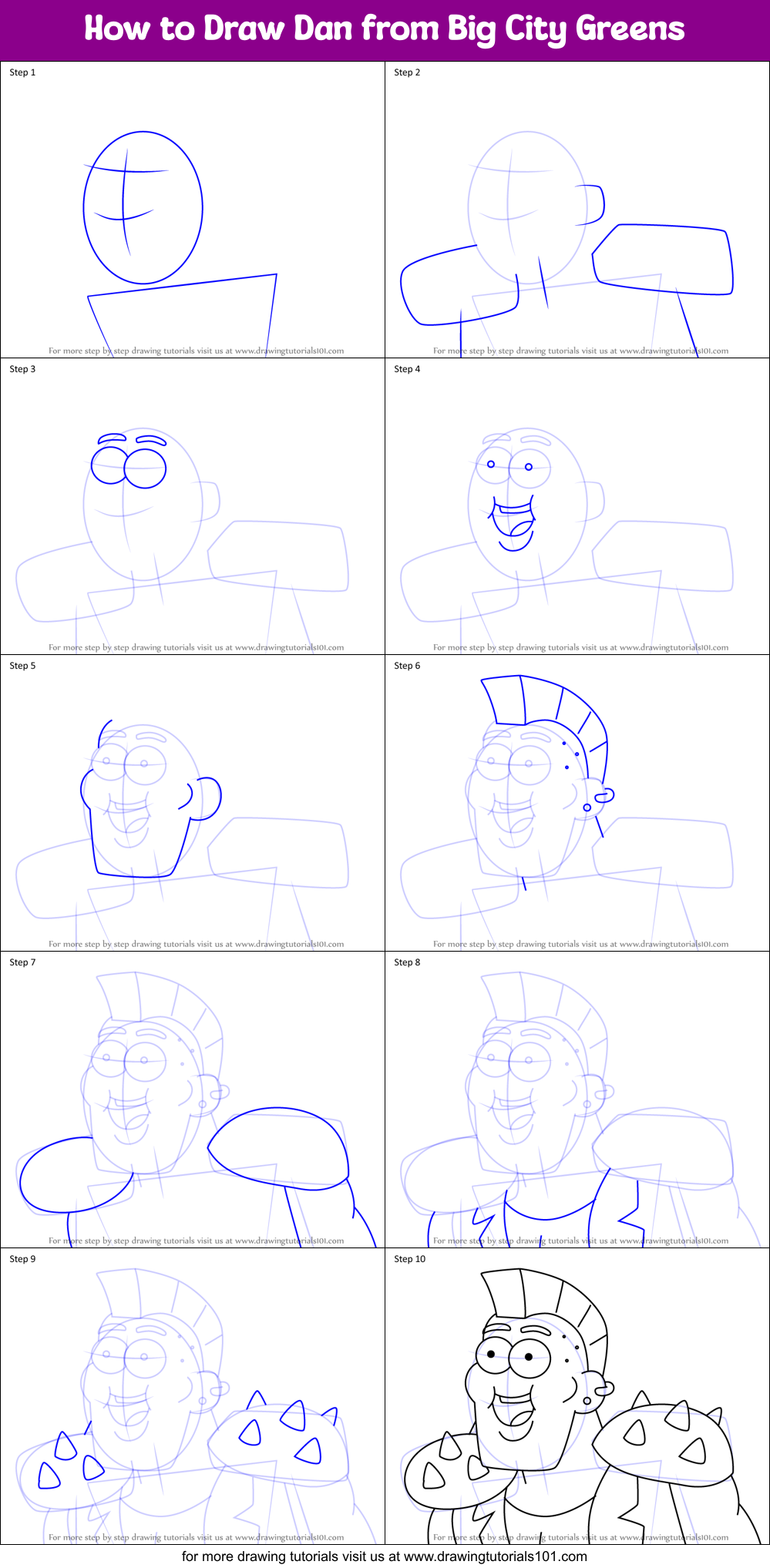 How to Draw Dan from Big City Greens Printable Step by Step
