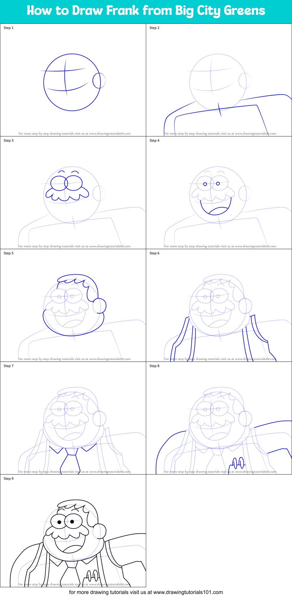 How to Draw Frank from Big City Greens Printable Step by Step